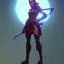 Placeholder: warrior lady under the Moon