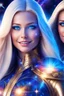 Placeholder: cosmic woman smile, admiral from the future, one fine whole face, crystalline skin, expressive blue eyes,rainbow, smiling lips, very nice smile, costume pleiadian, Beautiful tall woman pleiadian Galactic commander, ship, perfect datailed golden galactic suit, high rank, long blond hair, hand whit five perfect detailed finger, amazing big blue eyes, smilling mouth, high drfinition lips, cosmic happiness, bright colors, blue, pink, gold, jewels, realist, high commander