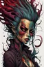 Placeholder: highly detailed full color concept illustration of a seductive female Bruxa character , maximalist, sharp focus, highest resolution, in the styles of Alex Pardee, Denis Forkas , and Masahiro Ito, boldly inked, 8k, coarse, gritty textures