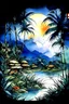 Placeholder: deseneaza o cu acuarela umeda in în stilul artistic , in stilul FolkArt un peisaj din jungla peruana cu un sat de salbatici , adunati langa foc noaptea pe luna pe malul unei ape ,acuarelă umeda și tuș in stil Jean-Baptiste Monge cu lumini si umbre, hasurata cu linii oblice , cu outlinii de contrast la culori ,cu mare acuratete si contrast, detalii complicate, premiat, colorat, calitate clară