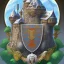 Placeholder: fantasy setting, coat of arms of a troglodyte city in the moutains, very detailed