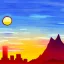 Placeholder: subject=(yeti) background=(Cityscape) time=(sunset)