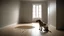 Placeholder: An empty room with a dog and holes, Vorticism