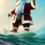 Placeholder: Santa standing of surfboard surfing a big wave, surfboard, beach, character design by cory loftis, fenghua zhong, ryohei hase, ismail inceoglu and ruan jia. unreal engine 5, artistic lighting, highly detailed, photorealistic, fantasy