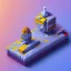 Placeholder: Tiny cute isometric modell of voxel tanks with person on top, soft smooth lighting, with soft colors, 100mm lens, 3d blender render, trending on polycount, modular constructivism, blue background, physically based rendering, centered well within frame.