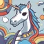 Placeholder: vector art, funny tired unicorn