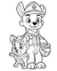 Placeholder: outline art for Paw Patrol and Baby Rubble coloring page, Japanese manga style, cartoon style, cute face, white background sketch style, full body is a must, only use outline, clean line art, no shadow, bold outline