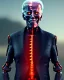 Placeholder: Terminator, Joe Biden as a Terminator,skeleton, evil, 8k, red glowing eyes, battle in background