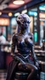 Placeholder: full body portrait of dark elf drow princess chilling at the metro barber shop,bokeh like f/0.8, tilt-shift lens 8k, high detail, smooth render, down-light, unreal engine, prize winning