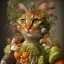 Placeholder: Cat head vegetables fish like Arcimboldo