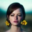 Placeholder: Emma Stone ,nates with yellow flowers for hair, closed eyes, rtx, reflection, 8k, glow, winning photography, caustics