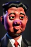 Placeholder: Waist up muppet Portrait, Kim Jong-un muppet doll, black suit, photo studio, red background, unreal engine 5, concept art, art station, god lights, ray tracing, RTX, lumen lighting, ultra detail, volumetric lighting, 3d.