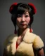 Placeholder: Portrait, Asian waitress woman with monster muppet mask that covers her entire head, retro style, Sesame Street style, smooth, unreal engine 5, god lights, ray tracing, RTX, lumen lighting, ultra detail, volumetric lighting, 3d.