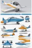 Placeholder: ideation aeroplane airmed inspired by shark with side view, quarter view and front view