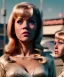 Placeholder: Ultra Realistic retro sci-fi movie Supermarket parking scene, 1960 year, waist up view portrait, 2 clones blonde women, sweet teenager Jane Fonda face, perfect iris, glow eyes, face makeup, tight latex coat, many people, Retro sci-fi style, soft color, highly detailed, unreal engine 5, ray tracing, RTX, lumen lighting, ultra detail, volumetric lighting, 3d, finely drawn, high definition, high resolution.