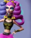 Placeholder: Character from Monster High, male, cannibal, body color is dark, eye color is yellow, sportswear, illustration, cartoon style