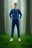 Placeholder: Appe ran in jogging suits in the forest, details, texture, 8k quality,