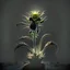 Placeholder: a colerful plant from an alien planet, black background, a spotlight shining on the plant,