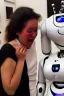 Placeholder: Artist crying next to a robot