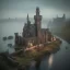 Placeholder: A magical gothic little town of witches with a castle and canals Nick Harris style