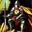 Placeholder: 90's TCG art retro fantasy art of knight crusader