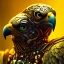 Placeholder: A beautiful portrait of a cyborg eagle yellow color scheme, high key lighting, volumetric light high details psychedelic background