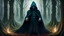 Placeholder: The hooded sorcerer in the forest