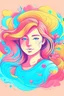 Placeholder: vibrant pastel women image for a t shirt design with cute messege