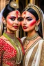 Placeholder: Indian and European brides are posing for magazine photoshoot