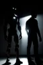 Placeholder: Shadow humanoid Android overshadowing a scared male in the light