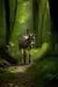 Placeholder: The donkey fell down due to the burden in the middle of the forest