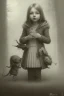 Placeholder: cute girl and litlle monster,Style John Kenn Mortensen,