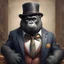 Placeholder: A burly gorilla in mobster suit and fedora, cgsociety, cloisonnism, detailed painting, full of details, high detail, cgart