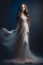 Placeholder: ethereal, ethereal dress, goddess, beautiful woman, dreamy, long wavy hair, big eyes, sophisticated,, hyper realistic, hyperrealism, photoreal, realistic, photorealistic, soft pastels, full-body, standing, long shot, wide angle