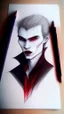 Placeholder: vampire drawing with colored pencils, minimalistic style drawing,