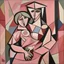 Placeholder: piccasso cubism pink woman and child