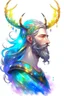 Placeholder: prismatic hair ethereal transparent prism Eladrin astral Male antlers druid beard sparkling radiance prismatic shining starlight enshrouded