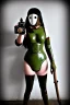 Placeholder: Steam-punk style random-mask. Large fencing mask covers cheeks. Trim girls. Reflective white plastic skin. Camera lenses as eyes. Head full of integrated old-fashioned cameras. Army green surfaces body, latex. Perfect body, thick thighs and calves. Asa Akira. SElfie with old-fashioned cameras in both hands. Wide hip, skirt bleats nicely. Camera at mons veneris. Partly symmetrical. Black wide leather belt with camera. Euclidean 3D-tiling walls. surrealistic atmospher