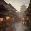 Placeholder: rainy asian village landscape