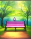 Placeholder: park mystical dream, park bench, man, woman, child, dog, trees, path, bird, sunshine, mystical, fantasy, romanticism, pastel colors, daylight, daytime, acrylic painting, detailed, soft focus,