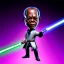 Placeholder: Bald Samuel jackson purpleGlow jedi bobblehead holding a lightsaber sword and boots, deathstar