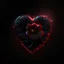 Placeholder: HD, photorealistic, black background, glowing red heart with a flower behind it