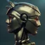 Placeholder: Robot cute profile neck head portrait, warrior costume, village, meditation, 8k quality