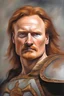 Placeholder: full color facial Portrait of action hero Conan O'brien the Barbarian - oil painting by Scott Kendall