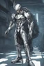 Placeholder: silver skinned anime Dragman cyberpunk full body