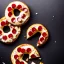 Placeholder: Donut shaped Pizza on plate, black background