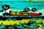 Placeholder: A train on an island painted by Andy Warhol