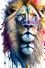 Placeholder: "lion", clean design, art station, splash of colorful paint, contour, ((solid white background)), looking into camera, hyperdetailed intricately detailed, unreal engine, fantastical, cinema lighting, intricate detail, splash screen, complementary colors, fantasy concept art, 8k resolution, DeviantArt masterpiece, watercolor, paint dripping