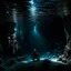 Placeholder: underwater images in a deep dark icy cave