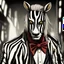 Placeholder: portrait of my imaginary character named Sr. Zebra a.k.a. Yusuf Ameer, ‘Aeera’s evil eldest brother. Sr. Zebra is a supervillain and criminal, and works for the mafia, wears a killer bloody zebra mask and striped black and white and golden suit